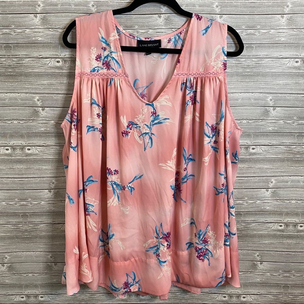 🐝 Lane Bryant Pink Floral Tank Top